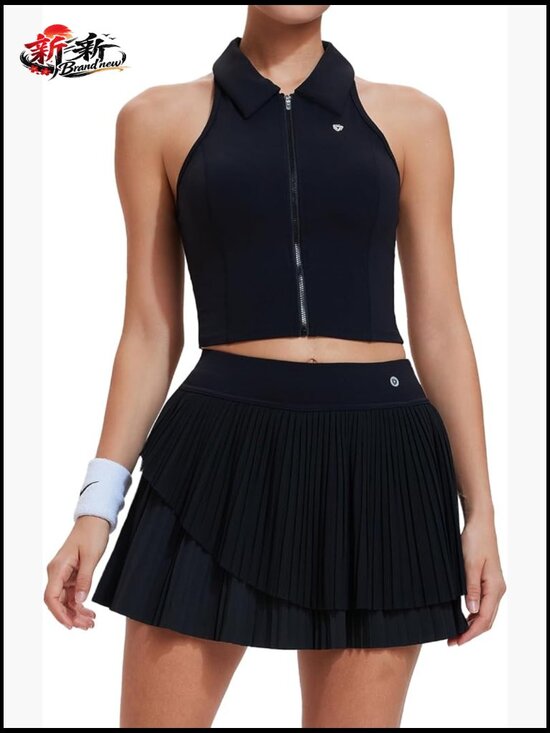 Pants - 2 Piece Tennis Skirt Set with Pockets Athletic Skort Racerback Top